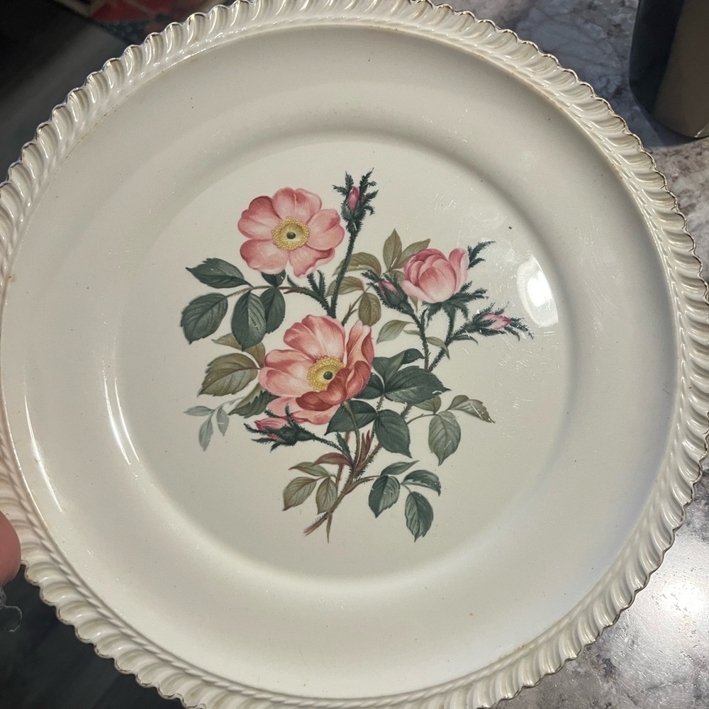 Vintage Harker pottery wild Rose Plate